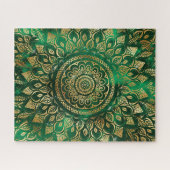 Elegant Gold Green Mandala Floral Puzzle (Horizontal)