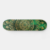 Elegant Gold Green Mandala Floral Skateboard (Horizontal)