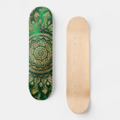 Elegant Gold Green Mandala Floral Skateboard (Vorderseite)
