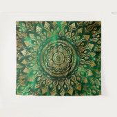 Elegant Gold Green Mandala Floral Wandteppich (Vorderseite (Horizontal))