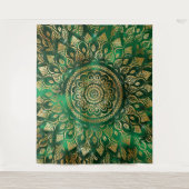 Elegant Gold Green Mandala Floral Wandteppich (Vorderseite)