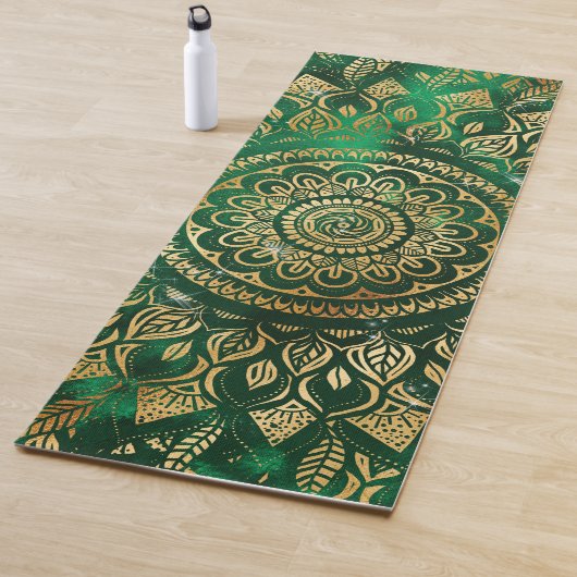 Elegant Gold Green Mandala Floral Yogamatte (Beispiel)