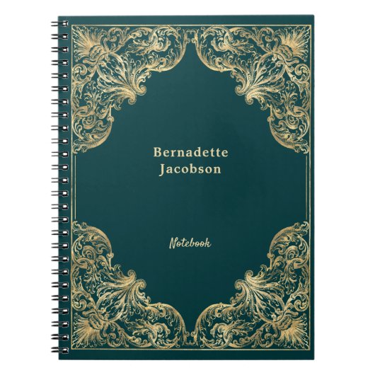 Elegant Gold Green Minimalistisch Personalisiert Notizblock (Vorderseite)