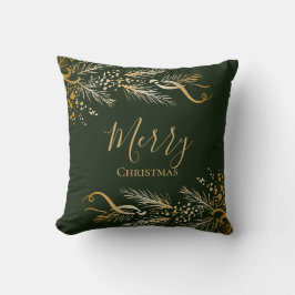 Elegant Gold Green Personalisiert Frohe Weihnachte Kissen