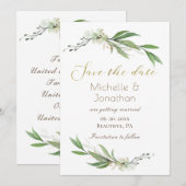 Elegant Gold Green Simple Floral Inspiration Save The Date (Vorne/Hinten)