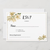 Elegant gold green white lily flower RSVP Einladung (Vorderseite)