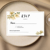 Elegant gold green white lily flower RSVP Einladung