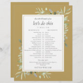 Elegant Gold Greenerding Wedding Zeitplan Timeline (Vorne/Hinten)