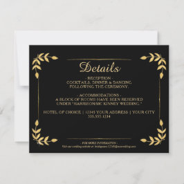 Elegant Gold Greenerity Black Wedding Details Einladung