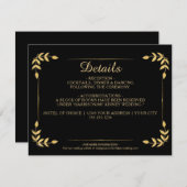 Elegant Gold Greenerity Black Wedding Details Einladung (Vorne/Hinten)