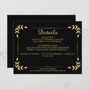 Elegant Gold Greenerity Black Wedding Details Einladung