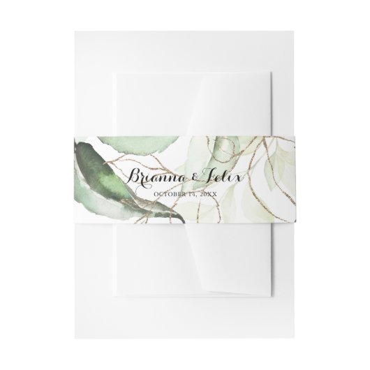 Elegant Gold Greenerity Einladung Hochzeit Einladungsbanderole (Vorderseite Beispiel)