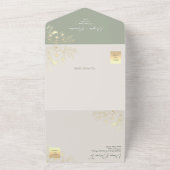 Elegant Gold Greenerity Sage Wedding All In One Einladung (Außenbereich)