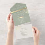Elegant Gold Greenerity Sage Wedding All In One Einladung (Abreißen)