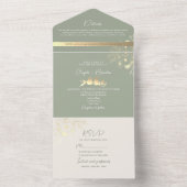 Elegant Gold Greenerity Sage Wedding All In One Einladung (Innen Boden)