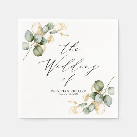 Elegant Gold Greenerity Wedding Serviette (Vorderseite)