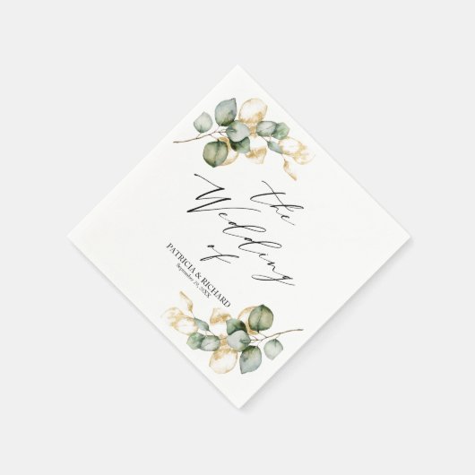 Elegant Gold Greenerity Wedding Serviette (Ecke)
