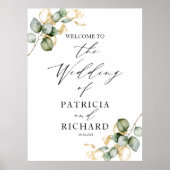 Elegant Gold Greenerity Wedding Willkommen Poster (Vorne)