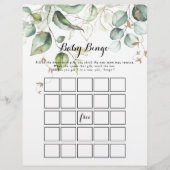 Elegant Gold Greenery Baby Bingo Shower Game (Vorderseite)