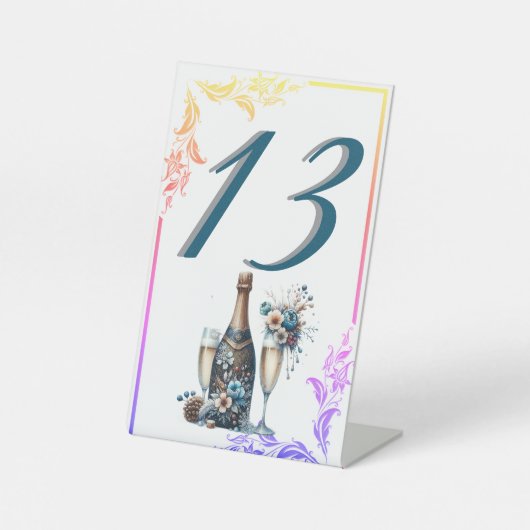 Elegant Gold Greenery Botanical Wedding Table Numb Sockelschild (Vorderseite)