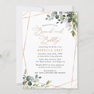 Elegant Gold Greenery Bridal Brunch & Bubbly Einladung