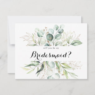 Elegant Gold Greenery Bridesmaid Vorschlag Mitteilungskarte