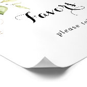 Elegant Gold Greenery Calligraphy Favors Sign Poster (Ecke)