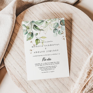 Elegant Gold Greenery Calligraphy Spanish Wedding Einladung