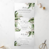 Elegant Gold Greenery Calligraphy Wedding Dreifach Gefaltete Einladung (Innenseite)
