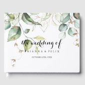 Elegant Gold Greenery Calligraphy Wedding Gästebuch (Vorderseite)