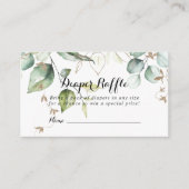 Elegant Gold Greenery Diaper Raffle Ticket Begleitkarte (Vorderseite)