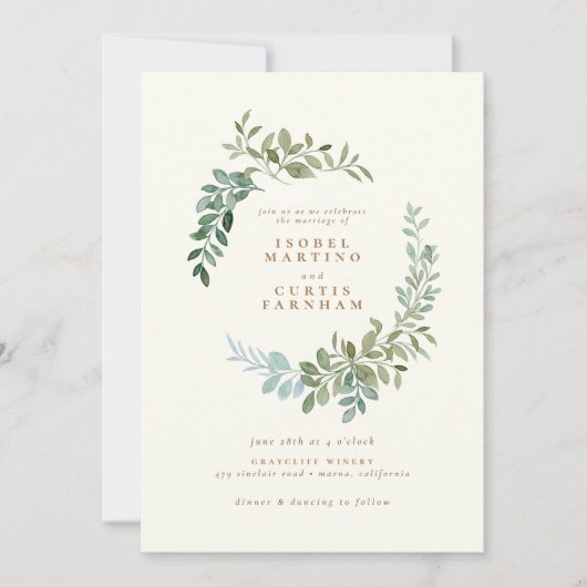Elegant Gold Greenery Eucalyptus Leaf Wedding (Vorderseite)