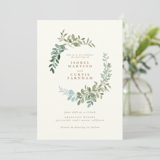 Elegant Gold Greenery Eucalyptus Leaf Wedding (Stehend Vorderseite)