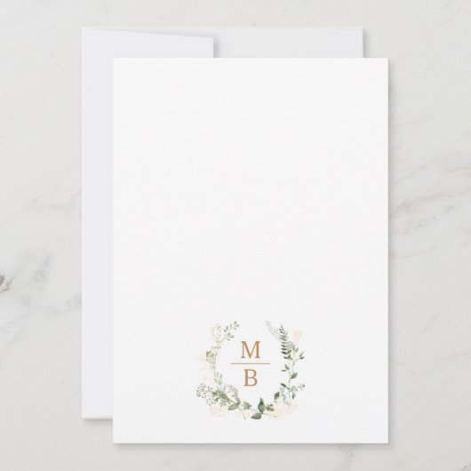 Elegant Gold Greenery Eucalyptus Monogram Wedding Einladung (Rückseite)