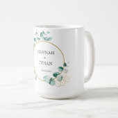 Elegant Gold Greenery Eucalyptus Personalized   Kaffeetasse (VorderseiteRechts)