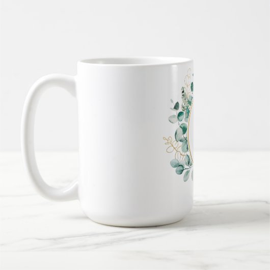 Elegant Gold Greenery Eucalyptus Personalized   Kaffeetasse (Links)