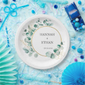 Elegant Gold Greenery Eucalyptus Personalized Pappteller (Party)