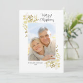 Elegant Gold Greenery Frohe Weihnachten Foto (Stehend Vorderseite)