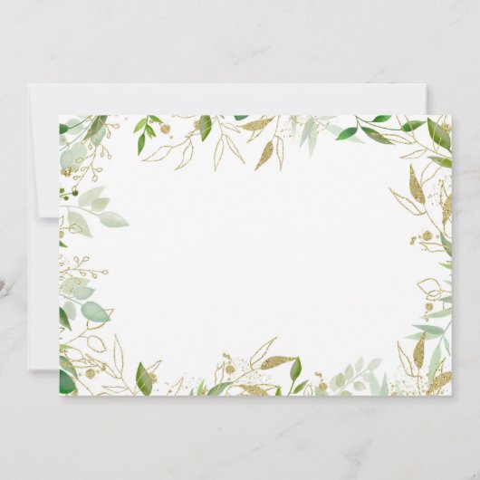 Elegant Gold Greenery Happy New Year Script Einladung (Rückseite)