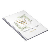 Elegant Gold Greenery Monogram Rezept Cookbook Notizblock (Rechte Seite)