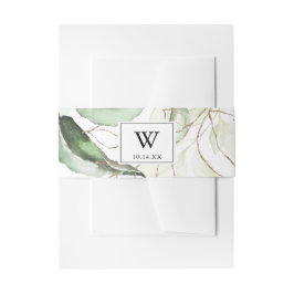 Elegant Gold Greenery Monogram Wedding Einladung Einladungsbanderole