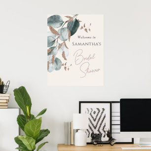 Elegant Gold Grüne funkelnde Blätter Junggesellinn Poster