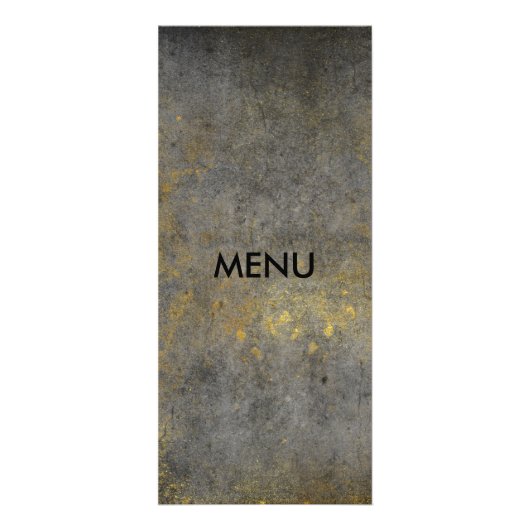 Elegant Gold Grungy Gray Menue Chic Werbekarte (Vorne)