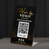 Elegant Gold Hair Salon Google Review QR Code Sockelschild