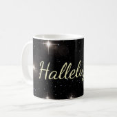 Elegant Gold Hallelujah! Auf Stars schwarzer Feier Kaffeetasse (Vorderseite Links)