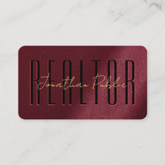 Elegant Gold Handwriting Script Name Realtor Visitenkarte (Vorderseite)