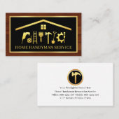 Elegant Gold Handyman Tools Frame On Wood Visitenkarte (Vorne/Hinten)