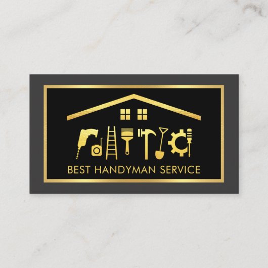 Elegant Gold Handyman Tools Frame Visitenkarte (Vorderseite)