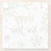 Elegant Gold “Happy New Year” Glass Coaster Glasuntersetzer (Rückseite)