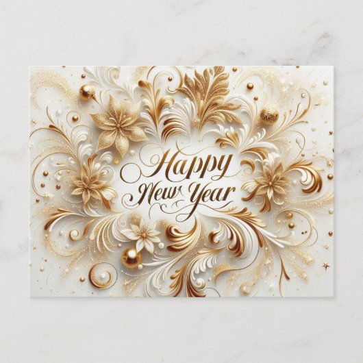 Elegant Gold Happy New Year Postkarte (Vorderseite)